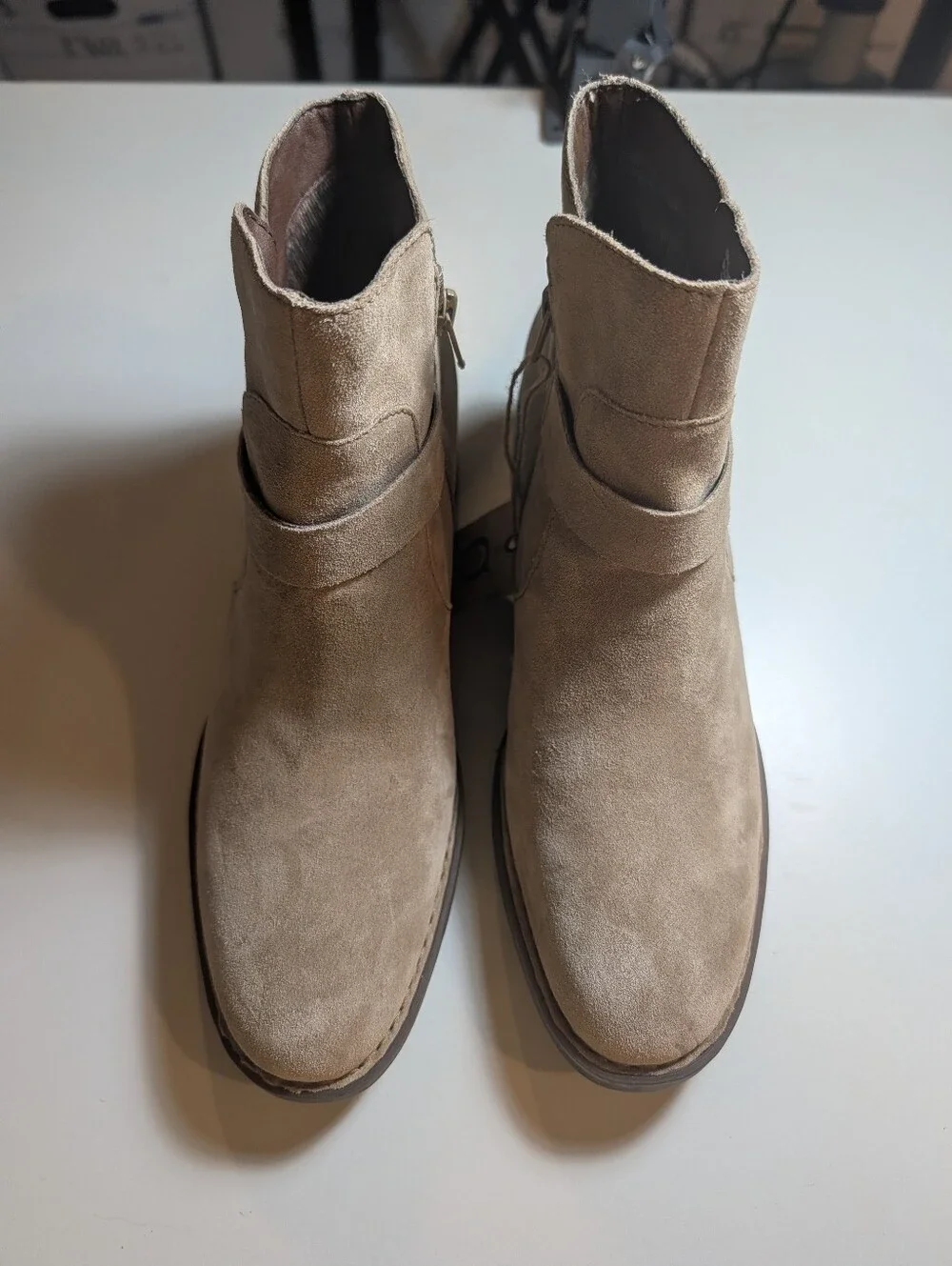 Born Taupe Suede Leather Tori Ankle Boots Size 11M NWT